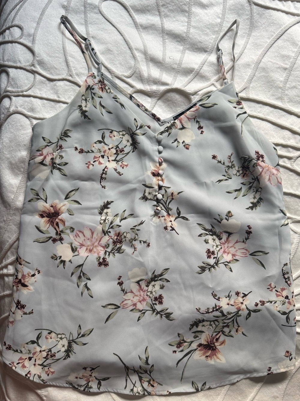 Dynamite Light Blue Floral V-Neck Spaghetti Strap Camisole